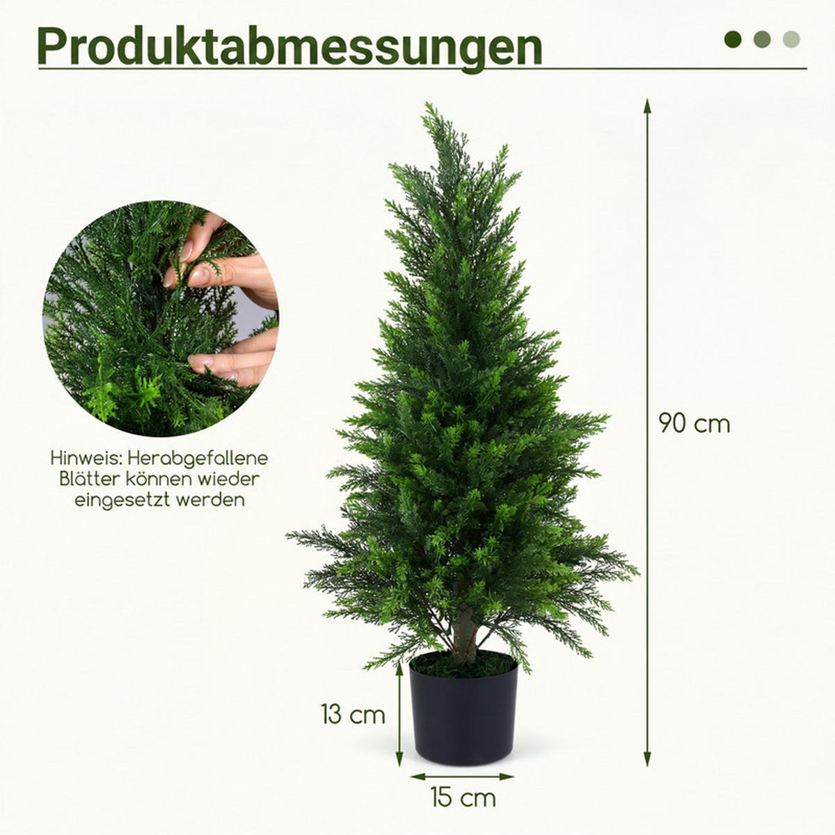 KÜNSTLICHER ZEDERNBAUM mit Topf grün(2er-Set) - Grün, Kunststoff (90cm) - COSTWAY