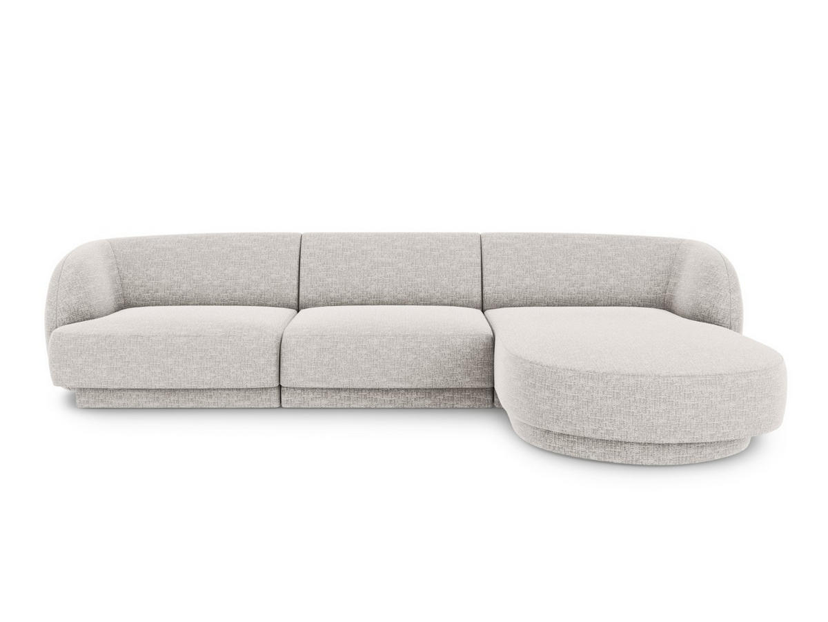 ECKSOFA rechts Miley aus Chenille-Stoff hellgrau 4 Sitzplätze - Hellgrau, Textil (156/255cm) - Micadoni