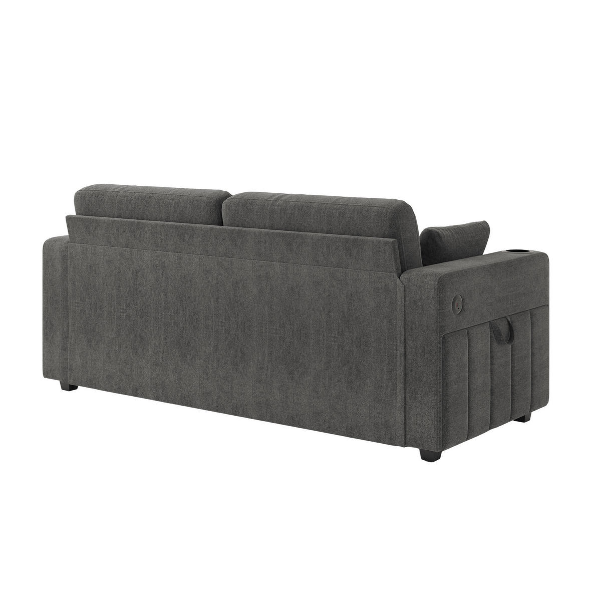 2-SITZER aus Chenille 172x75x82 cm in Grau mit USB-Anschlüssen & Stauraum - Grau, Textil (75/82/172cm) - Modfu