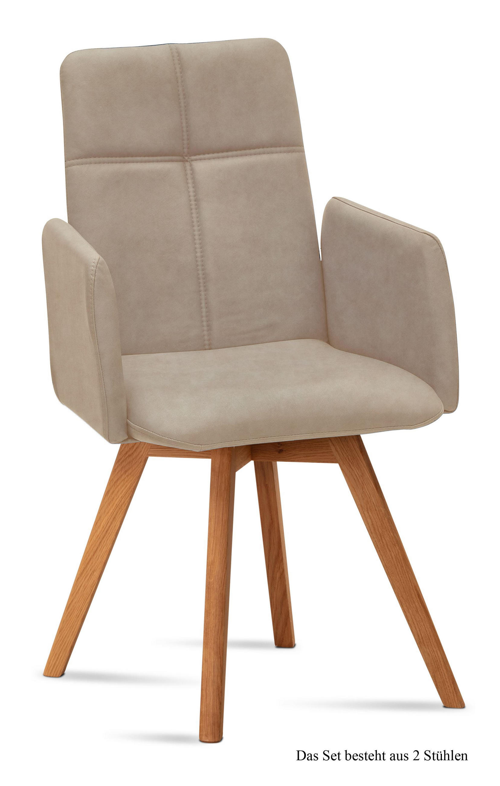 ARMLEHNSTUHL (2er-Set) Dinah 52x92x60 Eiche geölt/Natur - Eichefarben/Naturfarben, Kunststoff (60/92/52cm) - 58aufmkessel