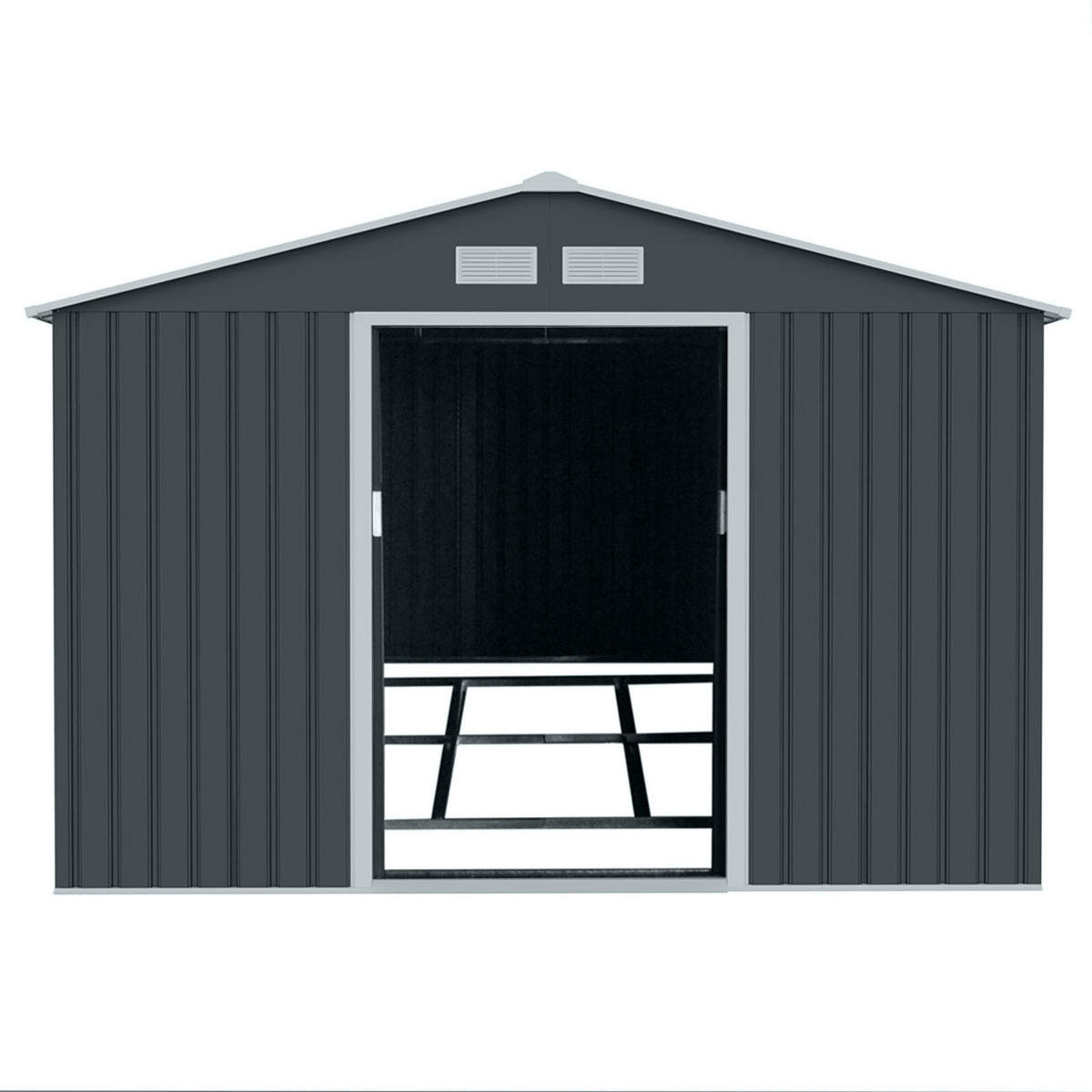 GERÄTEHAUS mit Bodenrahmen Metall S300 Grau - Grau, Metall (277/192/319cm) - HATTORO