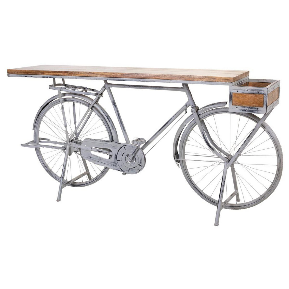 KONSOLE aus Holz und Metall 198X50X94 cm - Silberfarben, Metall (50/198/94cm) - Wanderlust