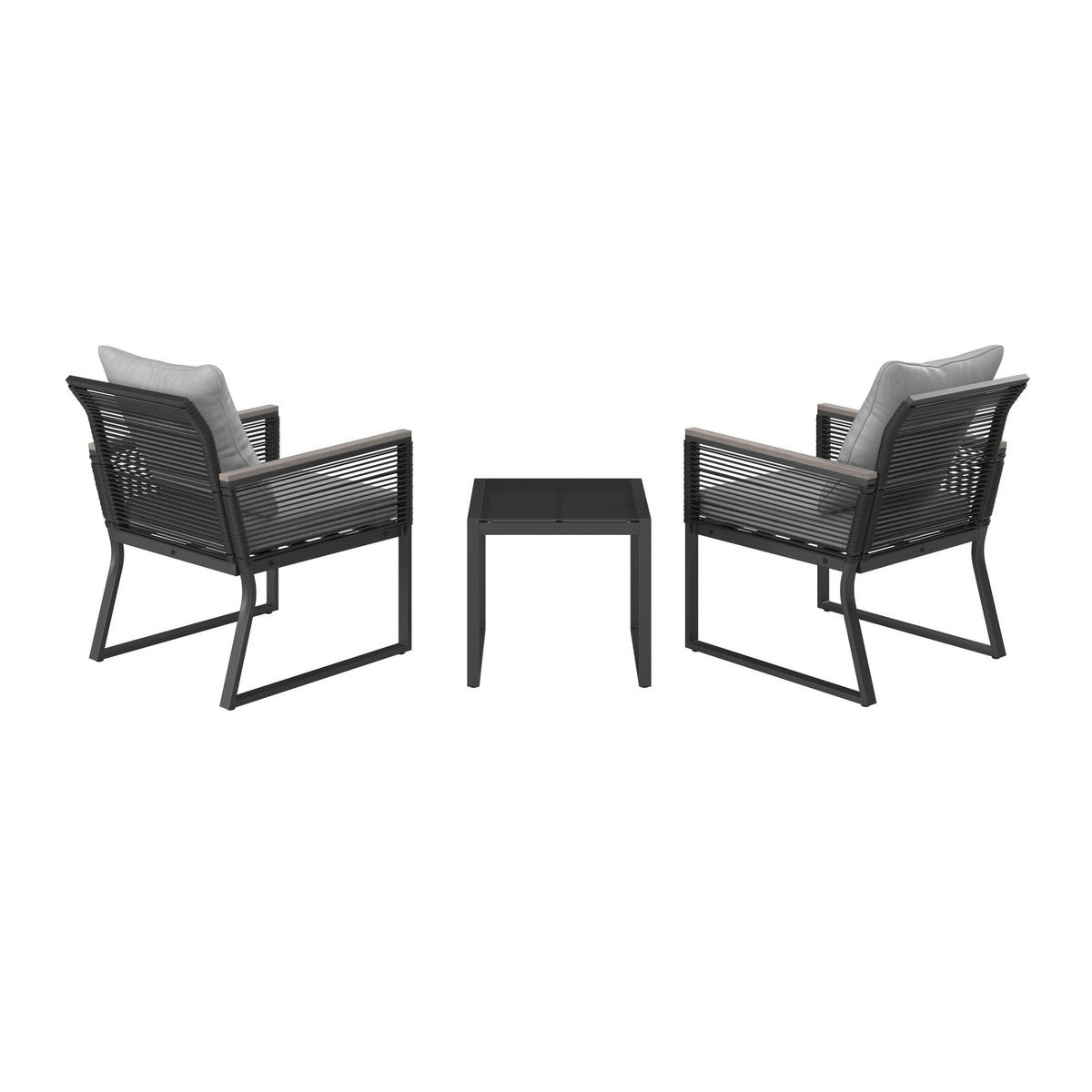 BALKONSET Paulina Hellgrau Metall/Outdoorstoff +Abdeckung - Hellgrau, Metall - Bessagi Garden