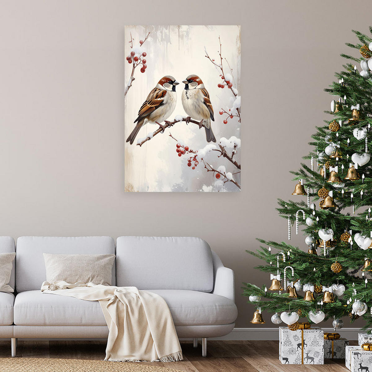 LEINWANDBILD Weihnachten 60x90cm - Grau, Textil (60/90cm) - Feeby