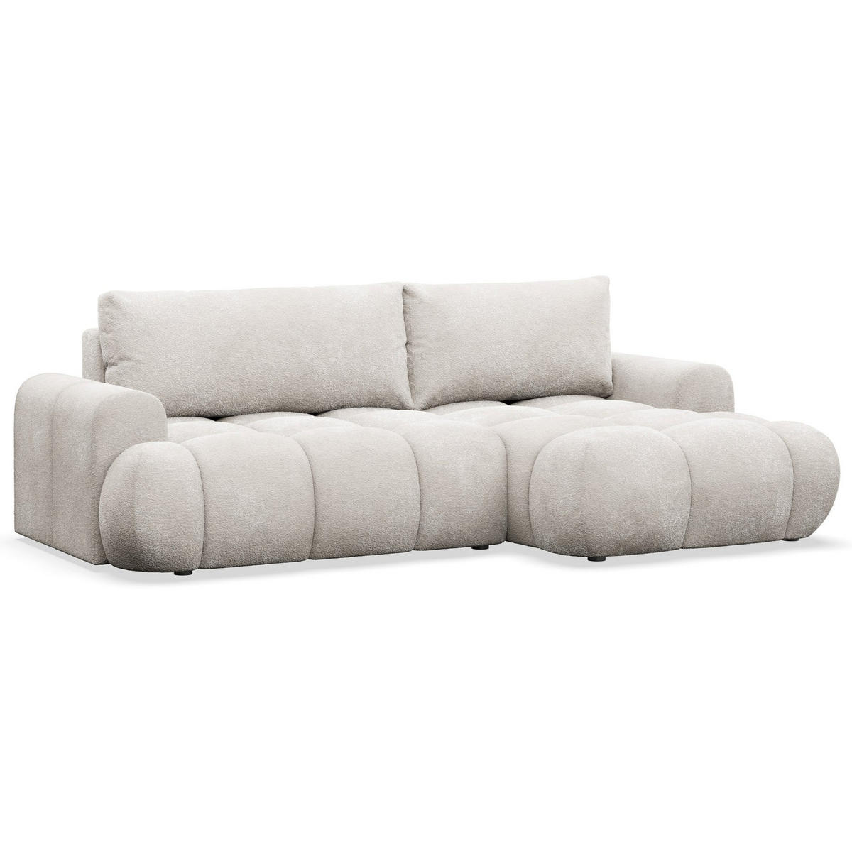 ECKSOFA Ombo Mini, Graubeige Bouclé, rechtsseitig - Taupe/Schwarz, Kunststoff/Textil (155/246cm) - Selsey