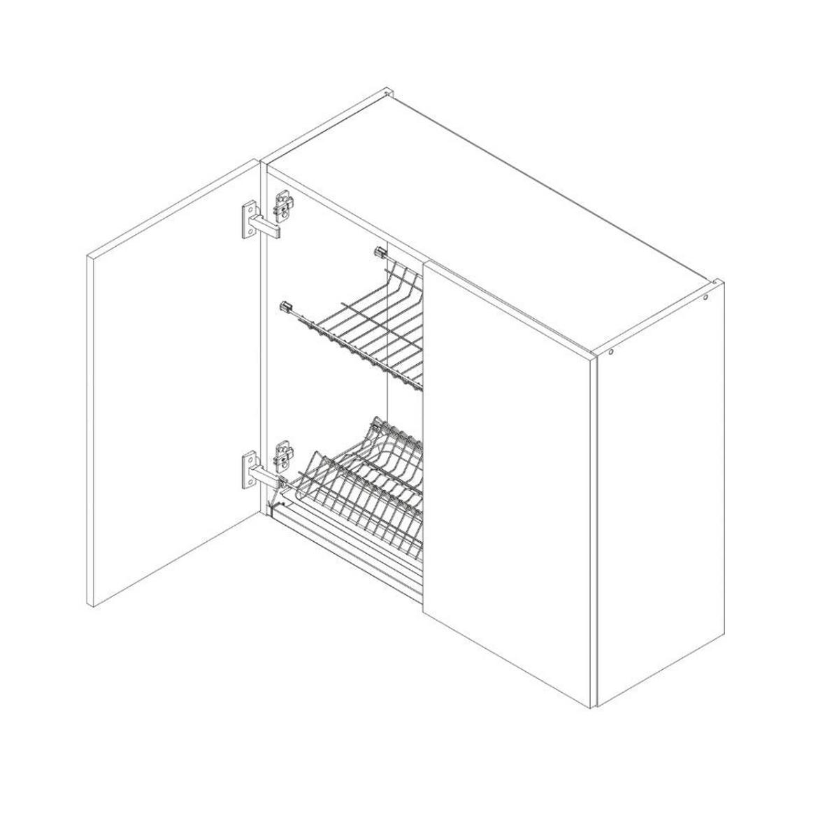 HÄNGESCHRANK mit Geschirrtrockner W80SU ( S1600/111 ) – BONO – Moderne Küchen Ästhetik – Gold / Eiche - Eichefarben, Holzwerkstoff (80/72/30cm) - ROYAL24_MARKT