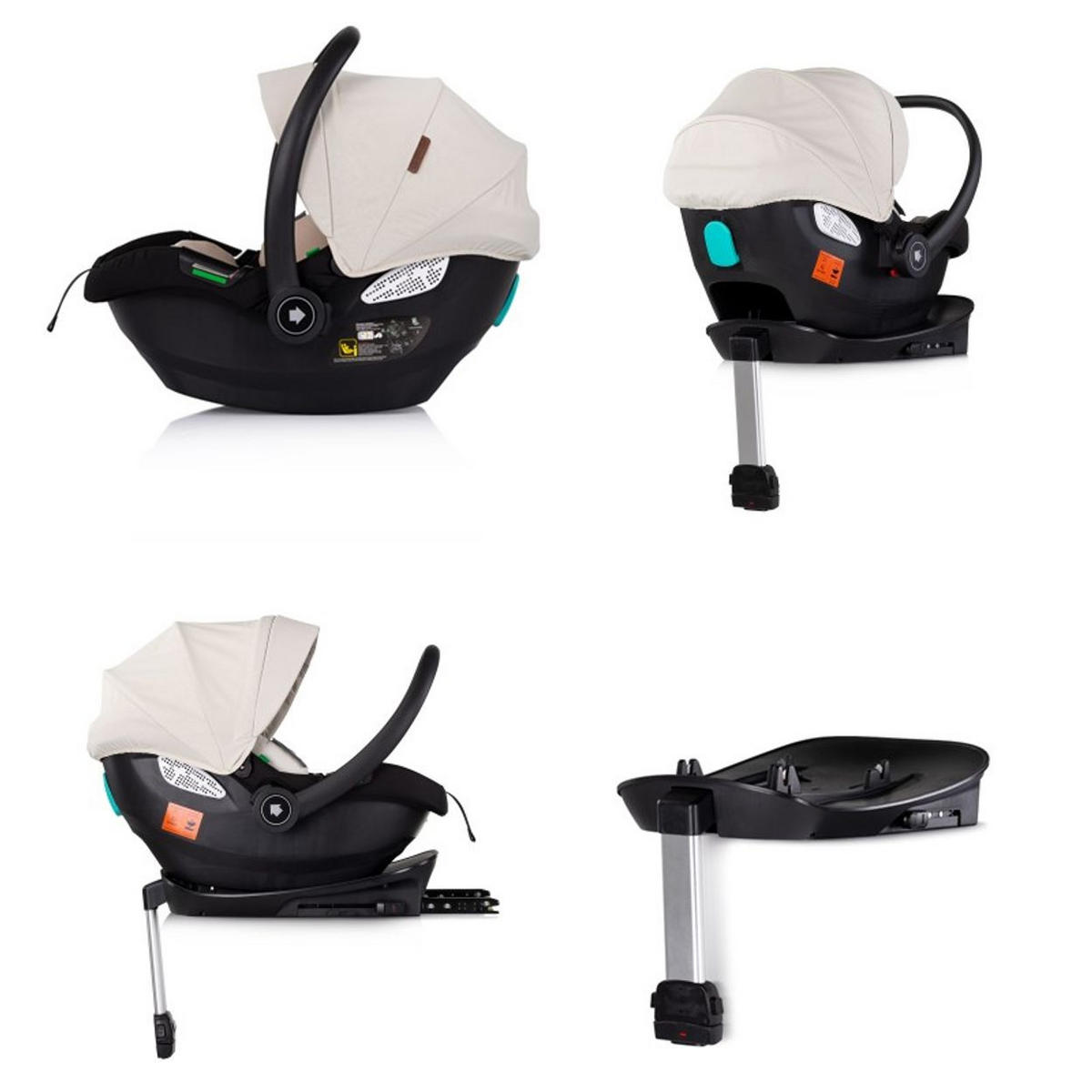 BABYSCHALE SET Isofix Duo Smart grau creme Duo Smart i-Size verstellbare Kopfstütze - Beige, Kunststoff (40/58/66cm) - Chipolino