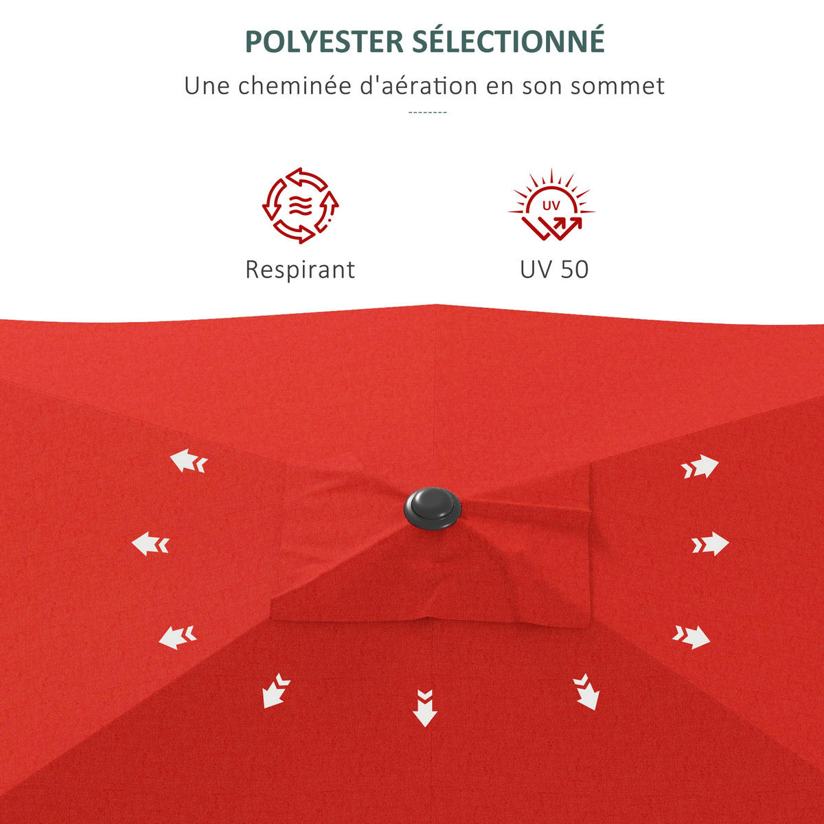 SONNENSCHIRM Rot 290/200/248 cm - Rot, Metall (290/200cm) - PANGIVO