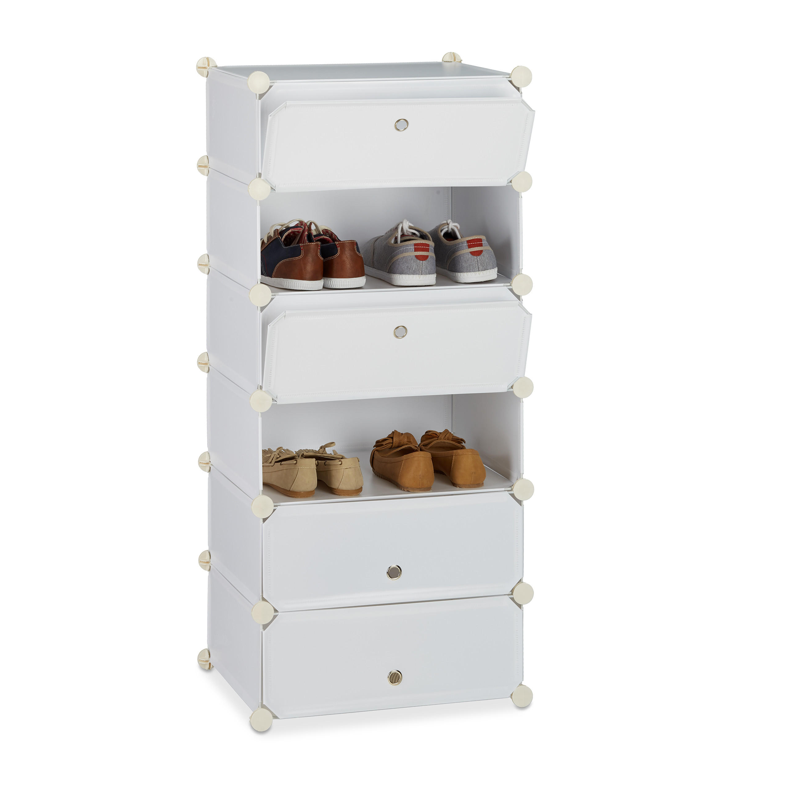 SCHUHSCHRANK - Weiß, Kunststoff/Metall (49/107/37cm) - Relaxdays