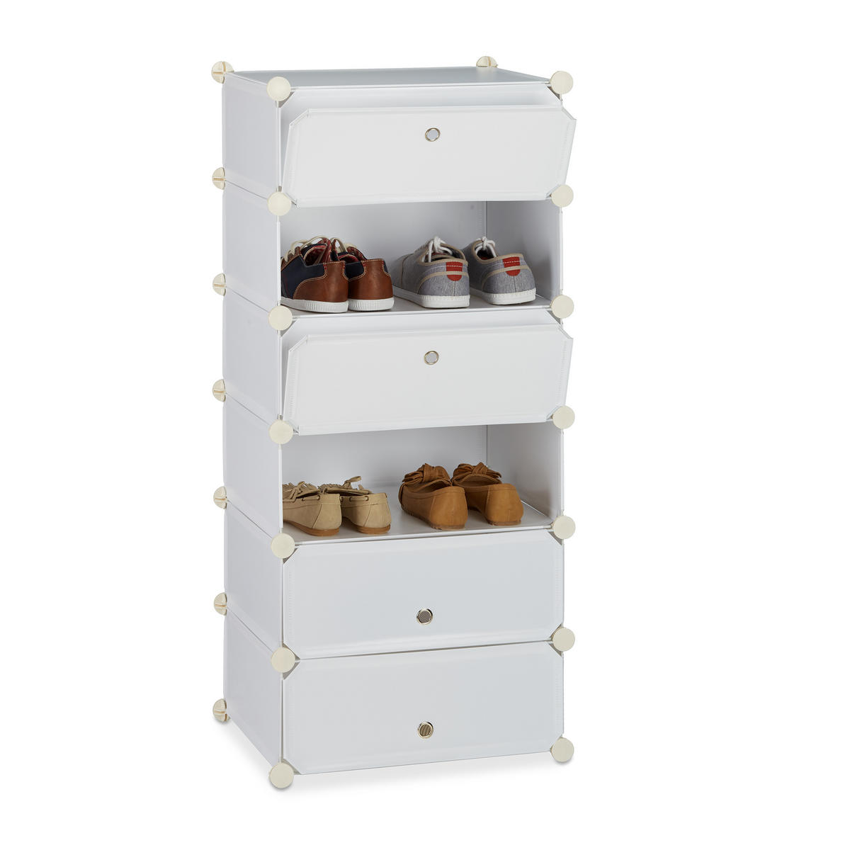 SCHUHSCHRANK - Weiß, Kunststoff/Metall (49/107/37cm) - Relaxdays