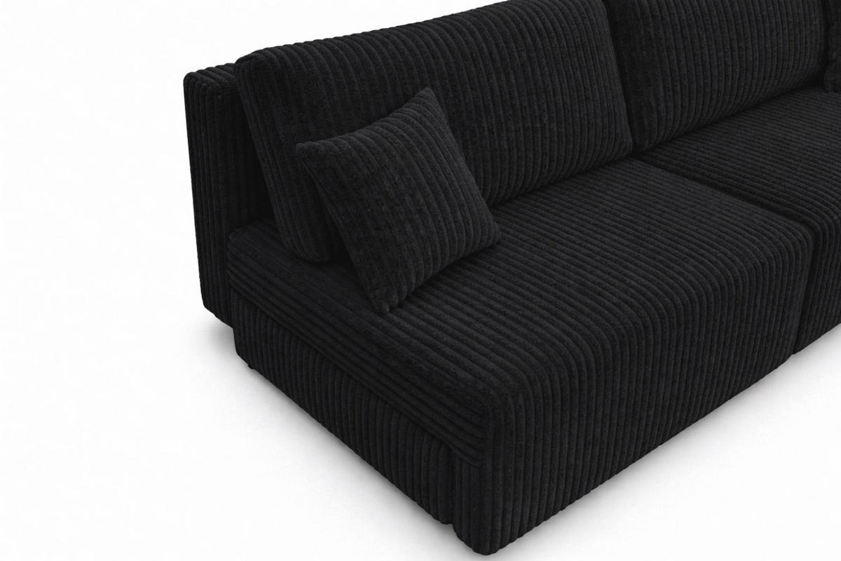 SOFA Mit Schlaffunktion Und Bettkasten, Cordstoff Tilia, Schwarz, BEST MINI - Schwarz, Holz (200/83/98cm) - Kaiser Möbel