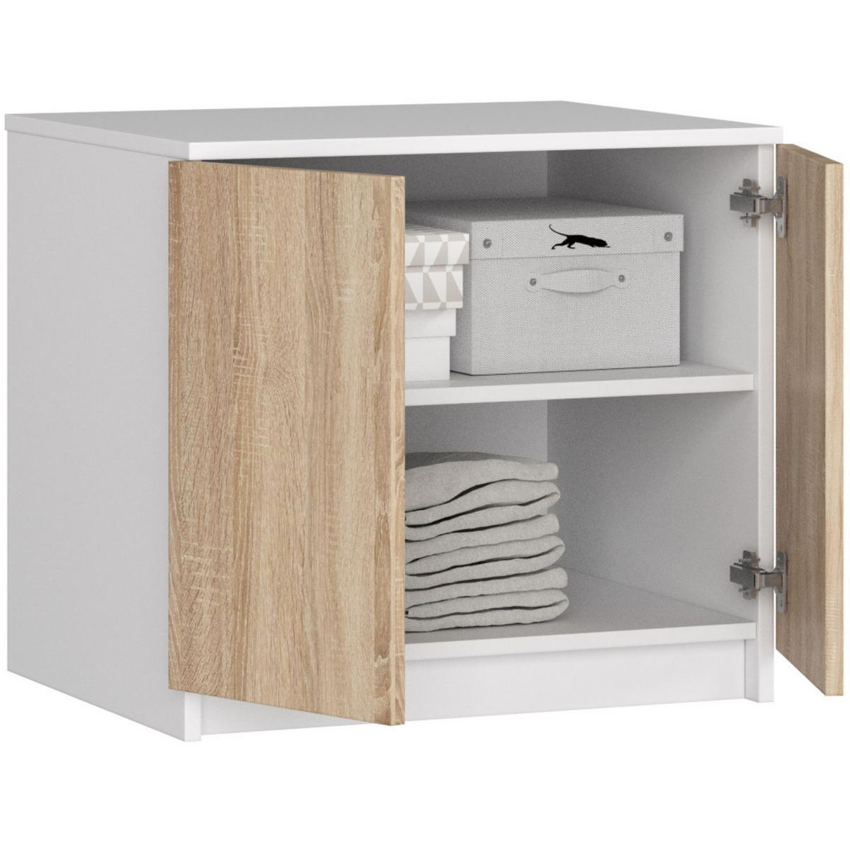 KLEIDERSCHRANK AUFSATZSCHRANK Weiß,Sonoma-Eiche 60x51x55cm - Weiß/Sonoma Eiche, Holzwerkstoff (60/55/51cm) - Akord