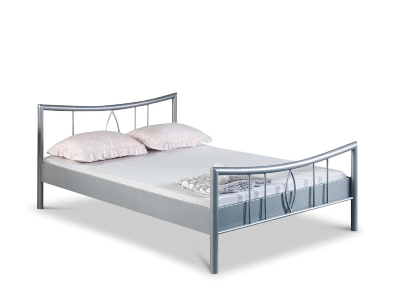 METALLBETT Luisa / 180 x 220 cm / silberfarben - Silberfarben, Metall (180/220cm) - BED BOX