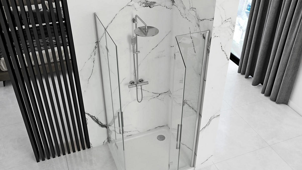 DUSCHKABINE Rea Molier Chrome Double 80x80 - Chromfarben, Glas (80/80/190cm) - REA