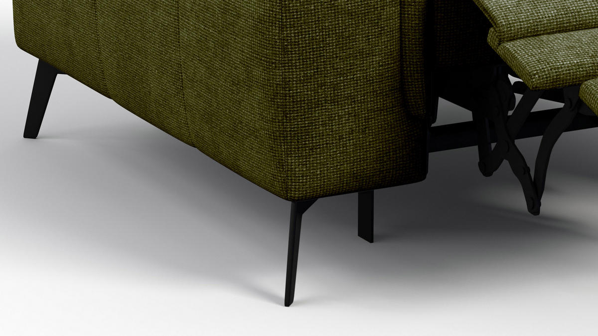 SESSEL FIERO mit Relaxfunktion, olivgrün - Schwarz/Olivgrün, Holzwerkstoff/Textil (114/82/103cm) - Courtois Laville