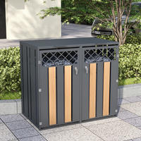 MÜLLTONNENBOX Klappdeckel 2 Türen Lüftung - Grau, Metall (132/118.5/80cm) - LEBENLANG