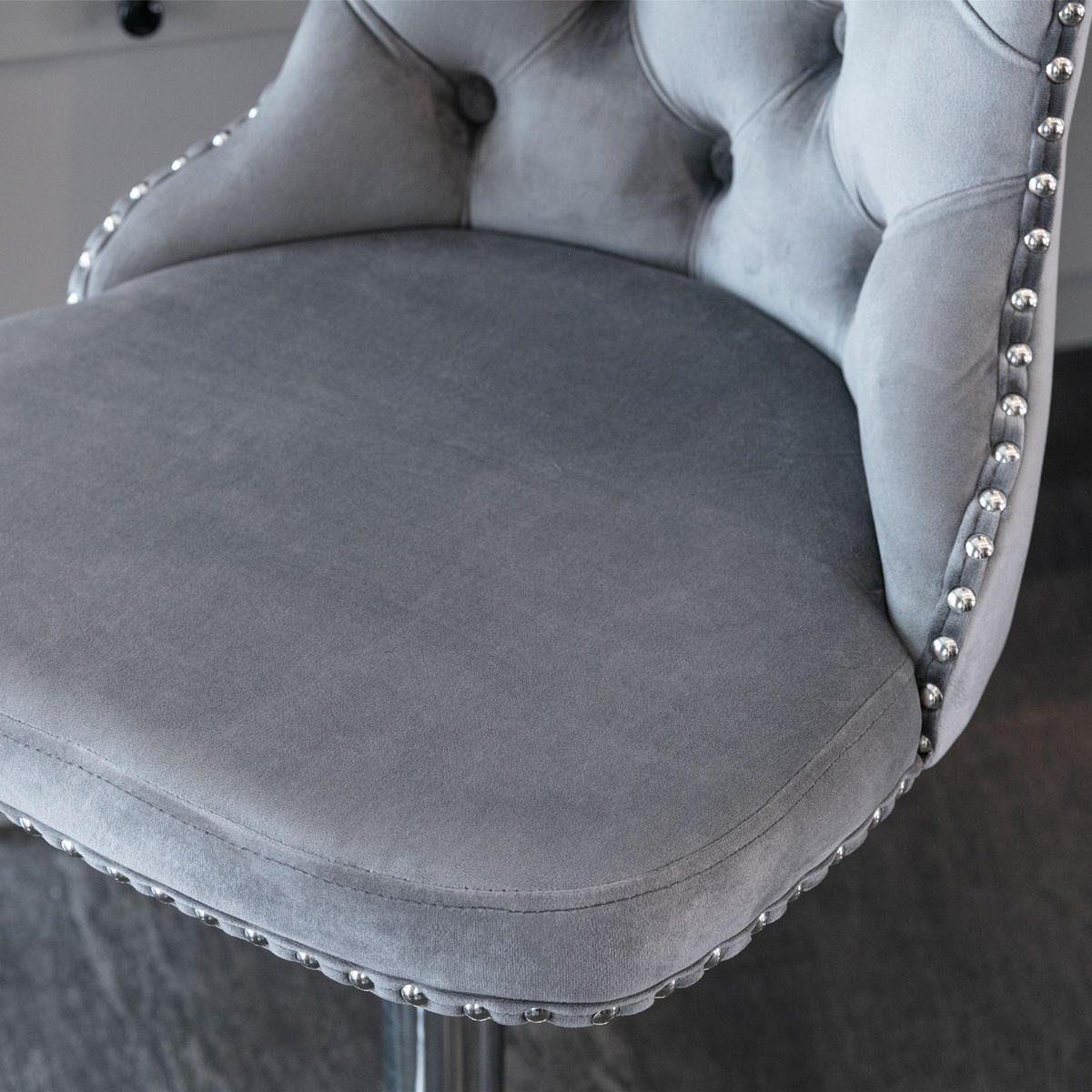BARHOCKER 2er-Set höhenverstellbar mit Samtbezug, Grau - Grau, Textil (46/115/46cm)