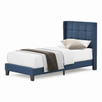 BETT mit Federkernmatratze und Lattenrost 90x200 cm Leinen Blau - Blau, Metall (90/200cm) - Beauniv