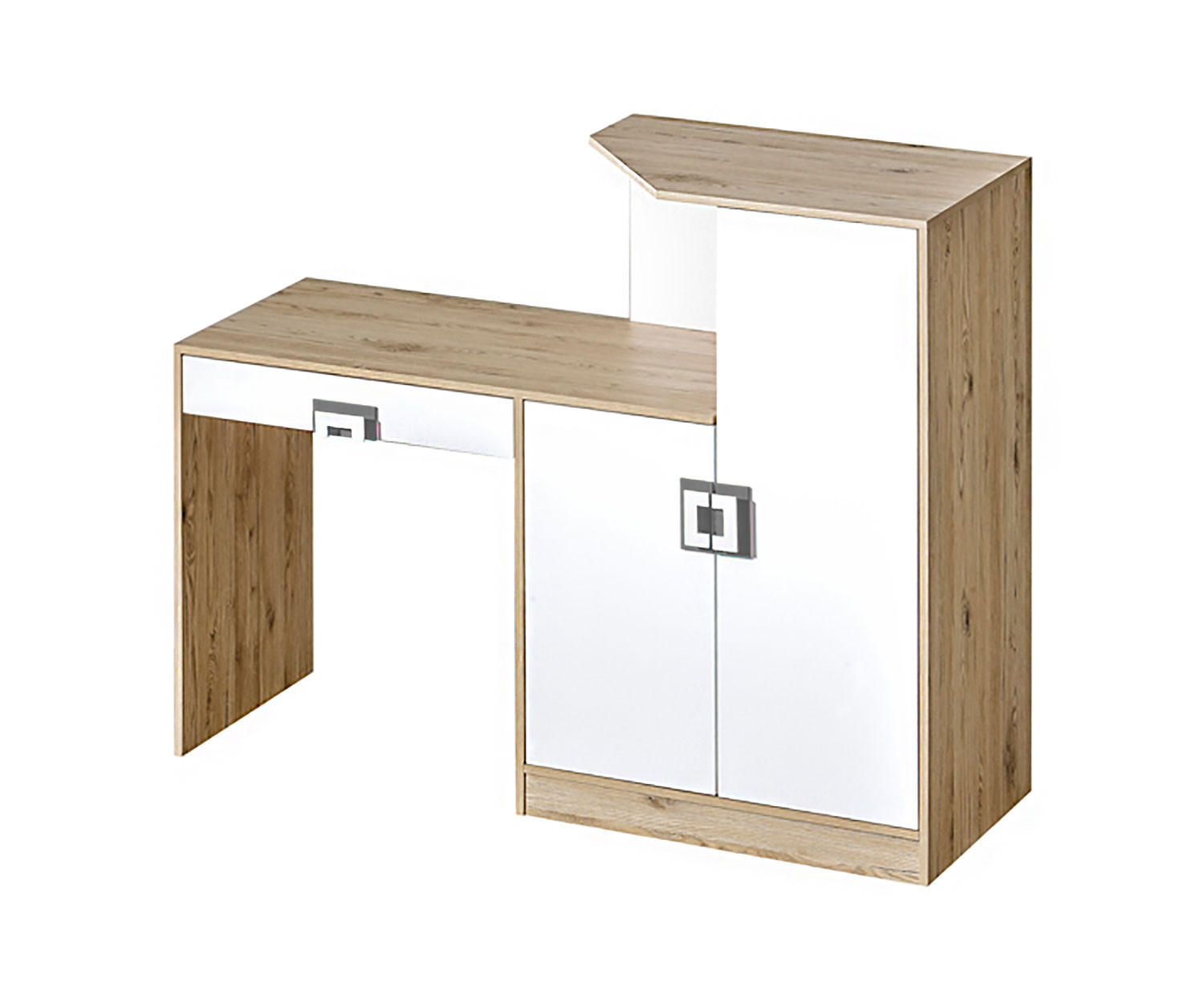 SCHREIBTISCH Nico 11 Eiche hell / Weiß-Farbapplikation Grau 150 / 50 / 120 cm - Weiß/Braun, Holz/Holzwerkstoff (50/150/120cm) - Feldmann-Wohnen