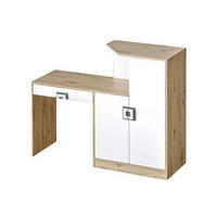 SCHREIBTISCH Nico 11 Eiche hell / Weiß-Farbapplikation Grau 150 / 50 / 120 cm - Weiß/Braun, Holz/Holzwerkstoff (50/150/120cm) - Feldmann-Wohnen