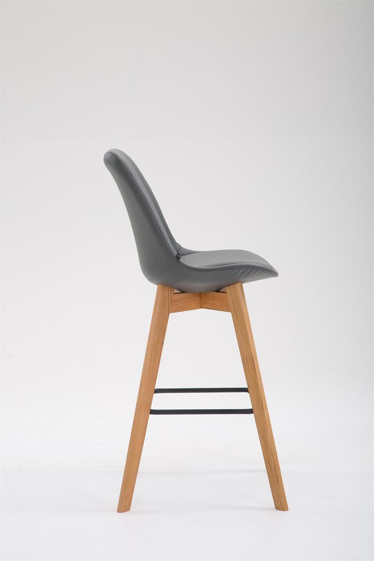 BARHOCKER Metz Massivholz 112x48x56 cm Grau - Grau, Leder (48/112/56cm) - furnicato