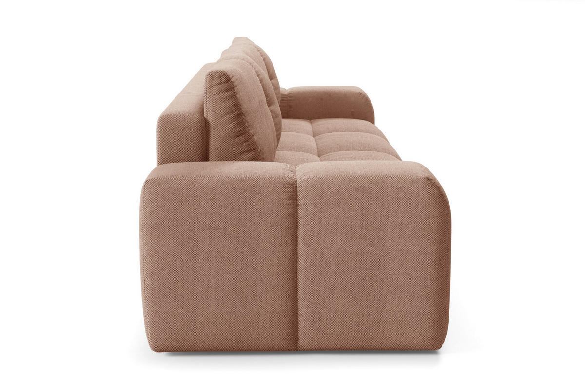 BETTSOFA DUCA Orange Jersey- Stoff mit Schlaffunktion - Orange, Holz (259/90/99cm) - MASSENO