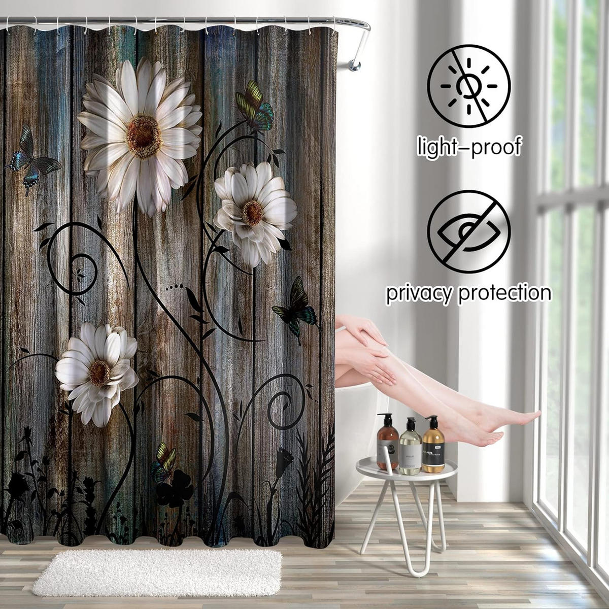 DUSCHVORHANG Kunststoff waschbar mit Haken für Badewanne Badezimmer - Multicolor, Textil (180/180cm) - MCBOSON