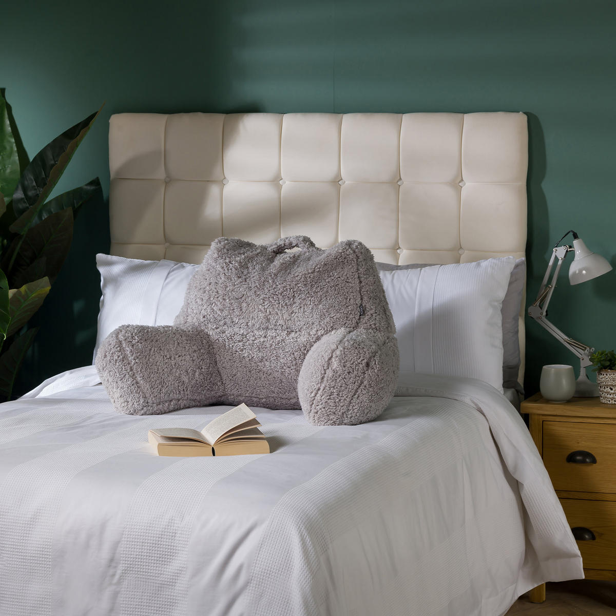 RÜCKENLEHNE Lesekissen Teddybär 2-tlg. - Grau, Textil (74/63cm) - icon