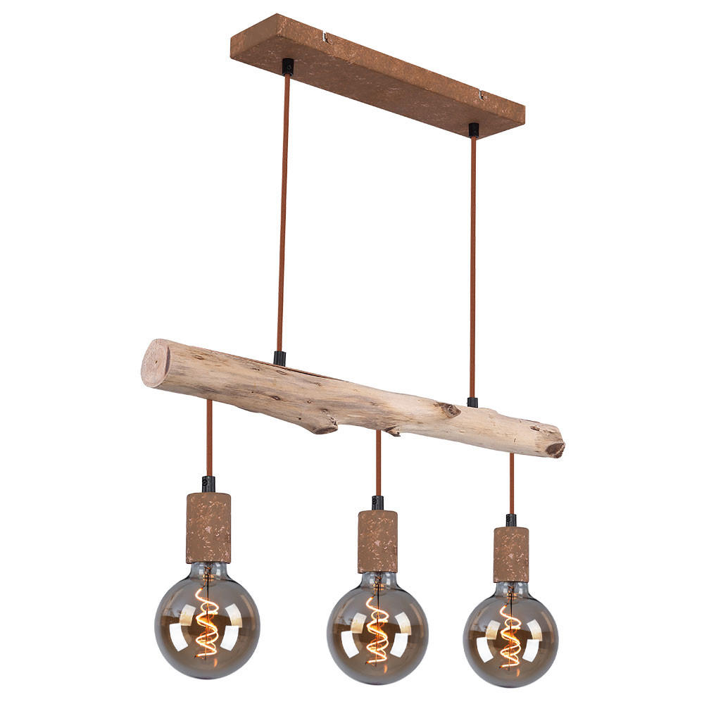 HÄNGELEUCHTE Holzoptik Braun - Braun, Holz (60/8.5/140cm) - Globo Lighting