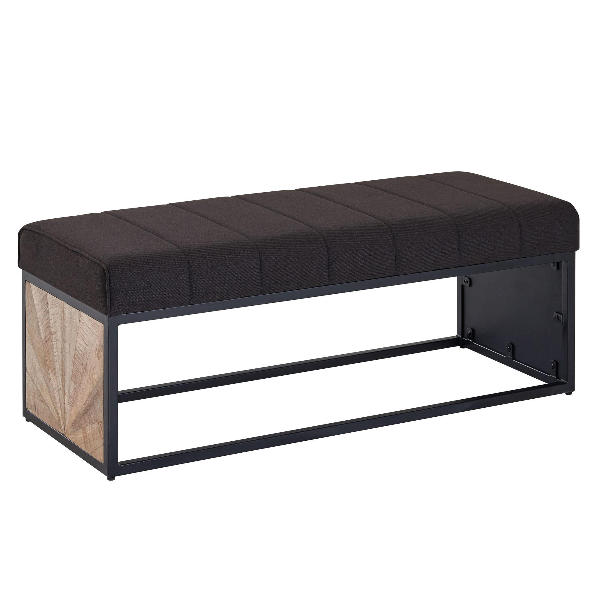 SITZBANK – Metall, Retro-Look, Rillenmuster - Schwarz, Textil/Metall (105/40/40cm) - KADIMA DESIGN
