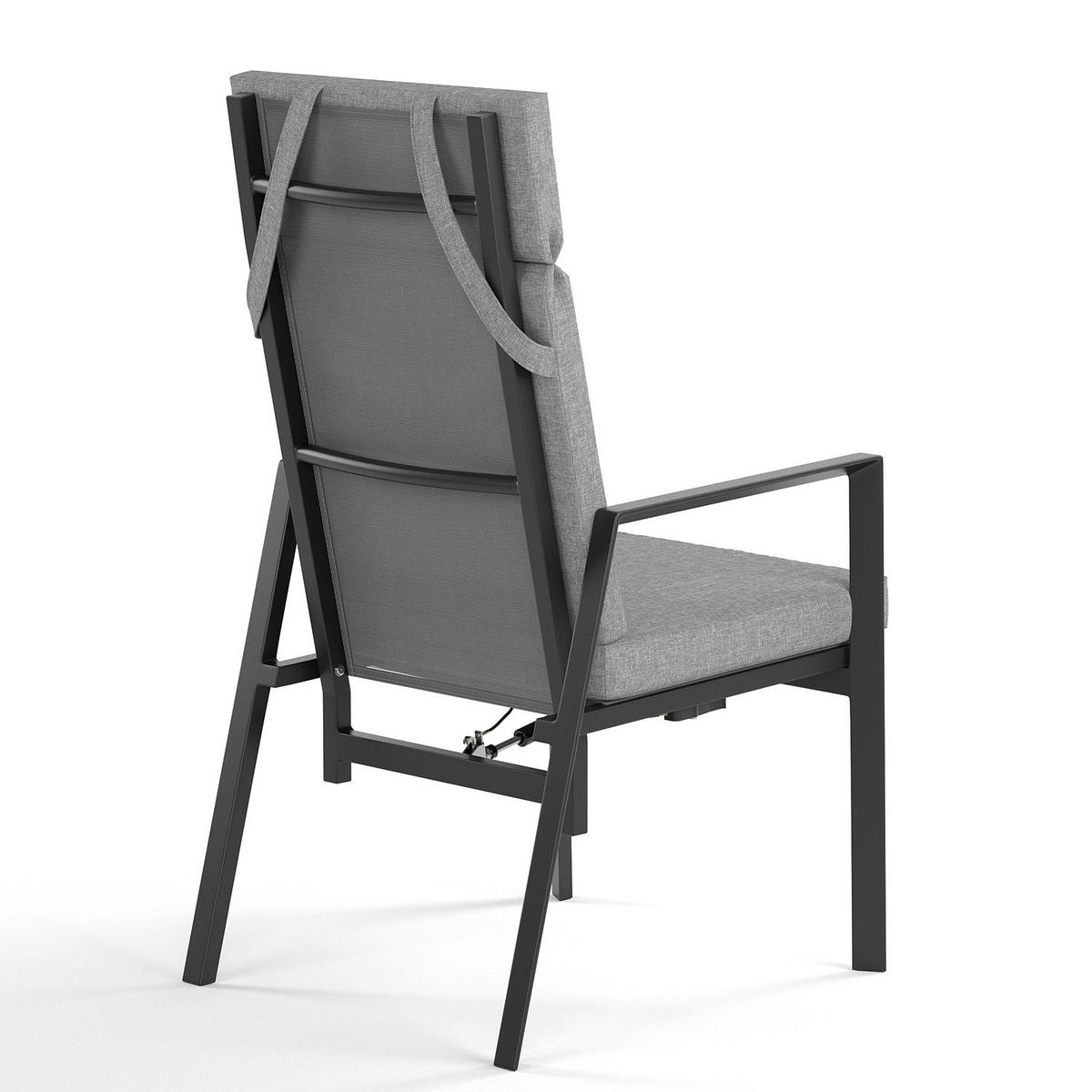 GARTENESSGRUPPE - 7-teilig - Aluminium / Polyester - Anthrazit / Grau - Anthrazit, Glas/Textil - home24