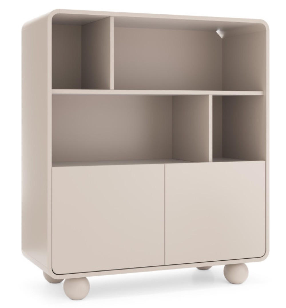 BÜCHERREGAL Kaschmir ALBI Teilweise Offen Auf Rundem Gestell - Ecru, Holzwerkstoff (108/121/39cm) - Sepro Meble