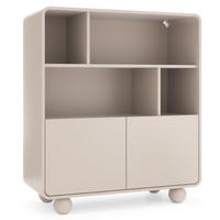 BÜCHERREGAL Kaschmir ALBI Teilweise Offen Auf Rundem Gestell - Ecru, Holzwerkstoff (108/121/39cm) - Sepro Meble