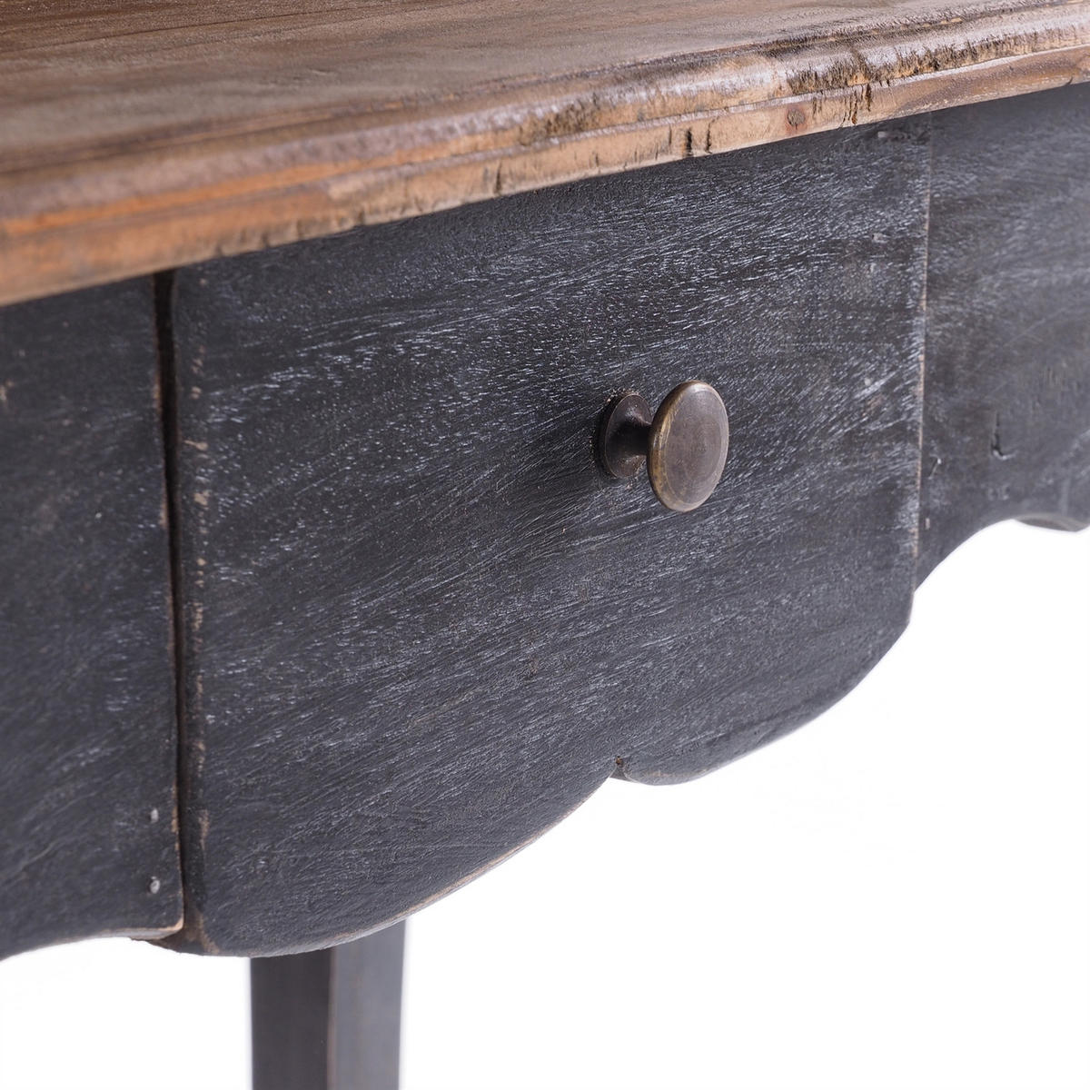 SEKRETÄR Napoleon Mahagoni Massivholz, mit Schublade 04 schwarz-natur - Graubraun, Holz (40/80/92cm) - DESIGN DELIGHTS