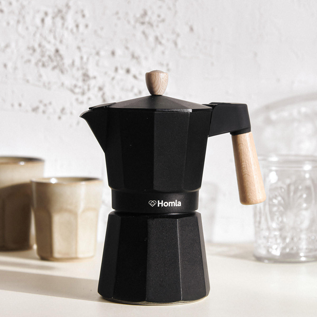 KAFFEEMASCHINE Mia Mokka schwarz 16/22 cm - Schwarz, Metall (16/19/22cm) - Homla