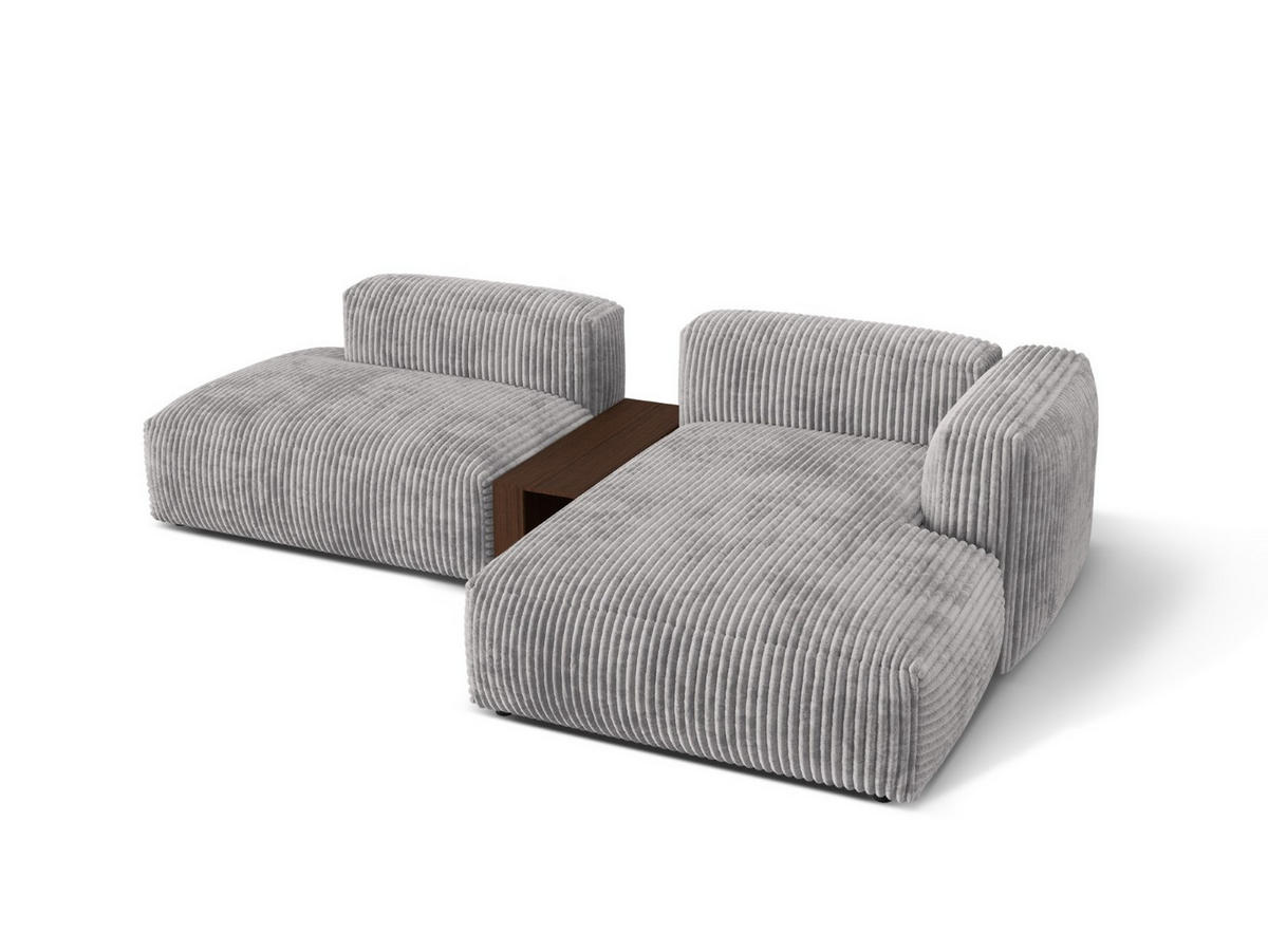 ECKSOFA modular rechts Martina aus Cord hellgrau 2 Sitzplätze - Hellgrau, Textil (176/285cm) - Micadoni
