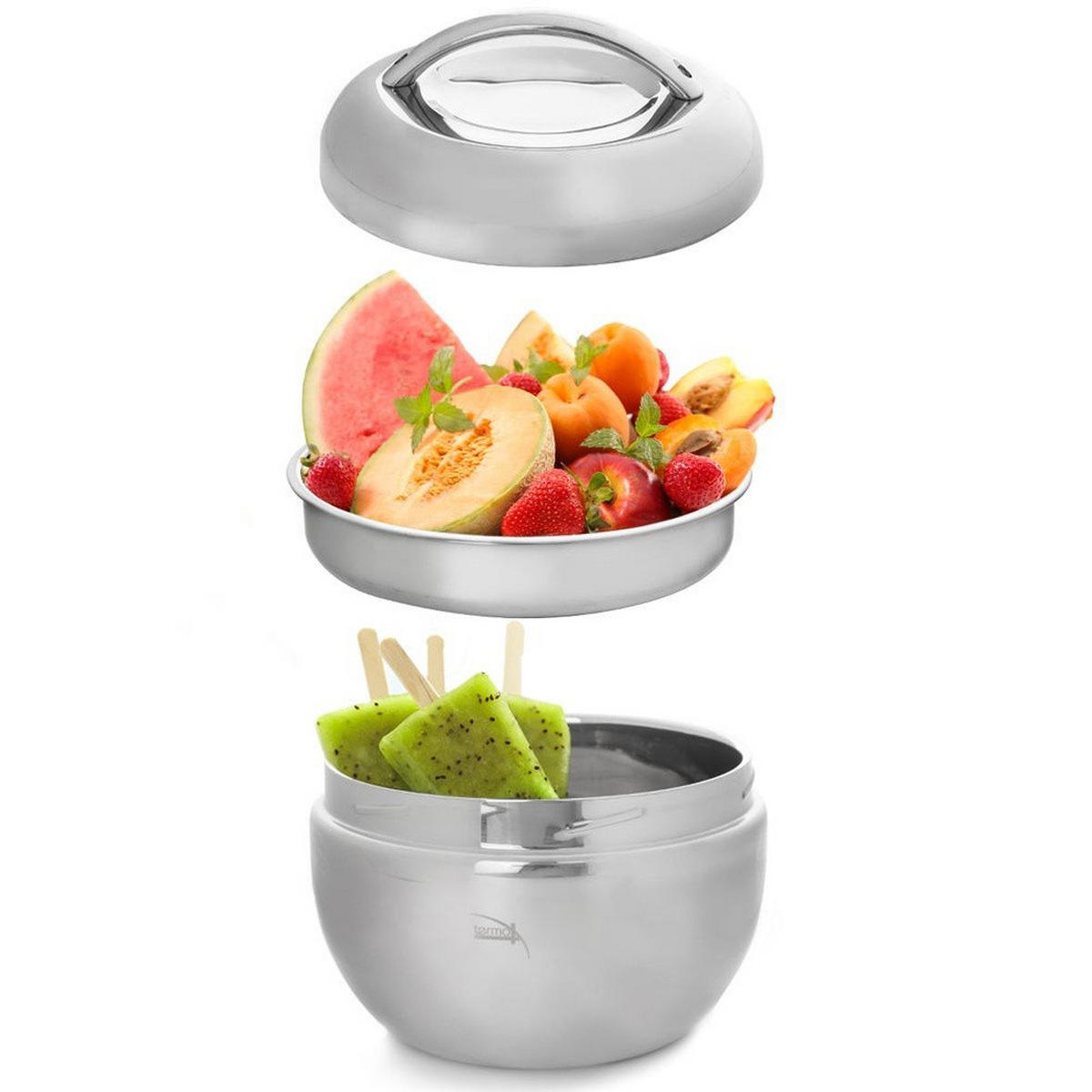 LUNCHTHERMOSKANNE Apple Edelstahl 2 l - Silberfarben, Metall (17/14/17cm) - Orion 