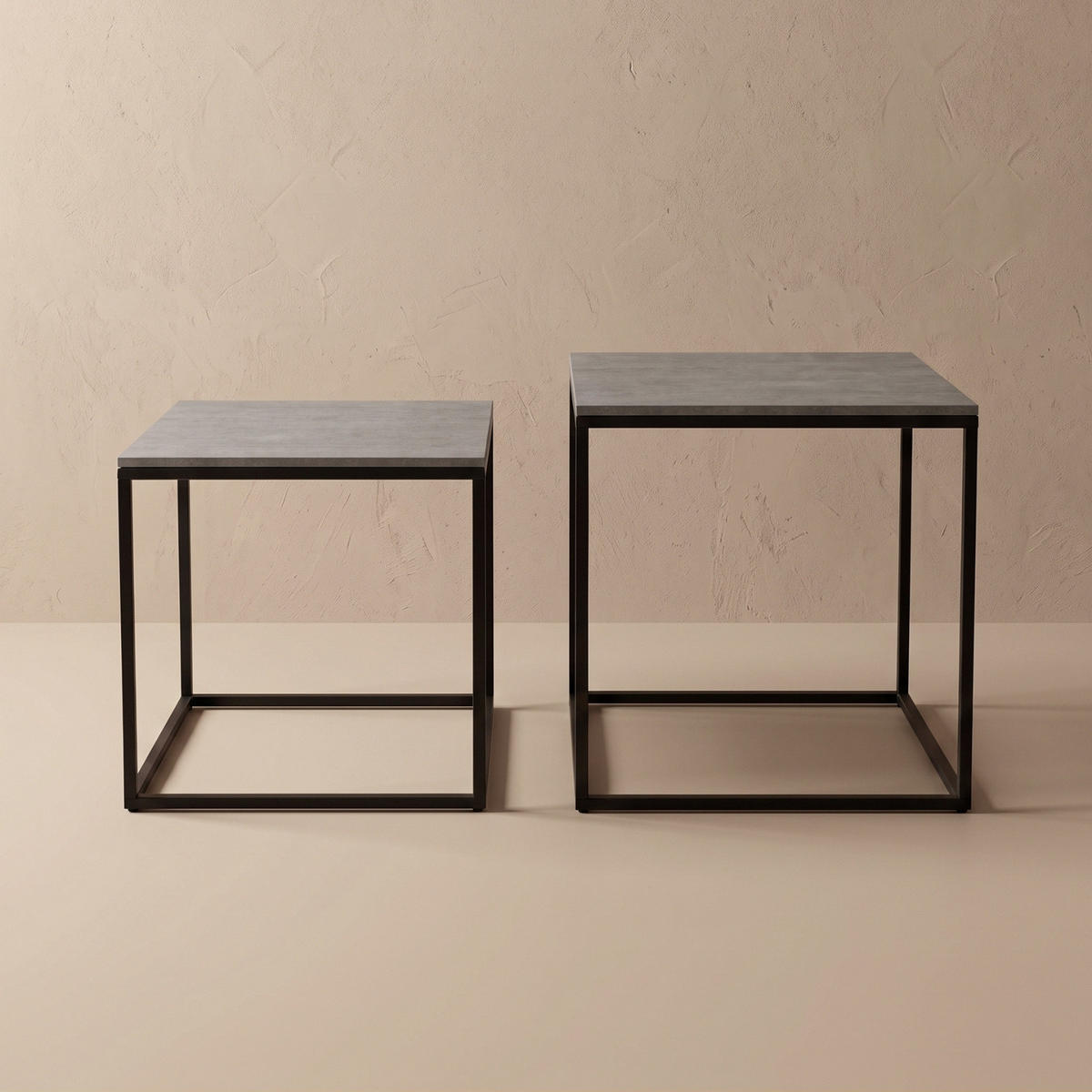 COUCHTISCH 2er-Set quadratisch Schwarz, Grau - Grau, Metall (50/50/50.5cm) - SCENA LIVING