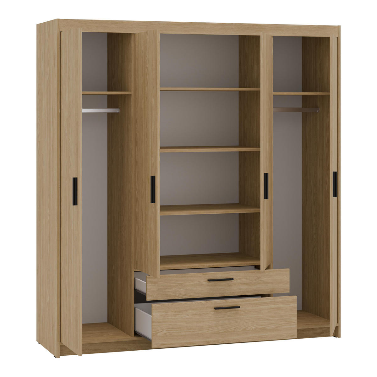 KLEIDERSCHRANK Storicos Geölte Eiche 176,3/190,5/53 cm - 4T2S Modern mit Schubladen - Eichefarben, Holzwerkstoff/Kunststoff (176.3/190.5/53cm) - AX Living