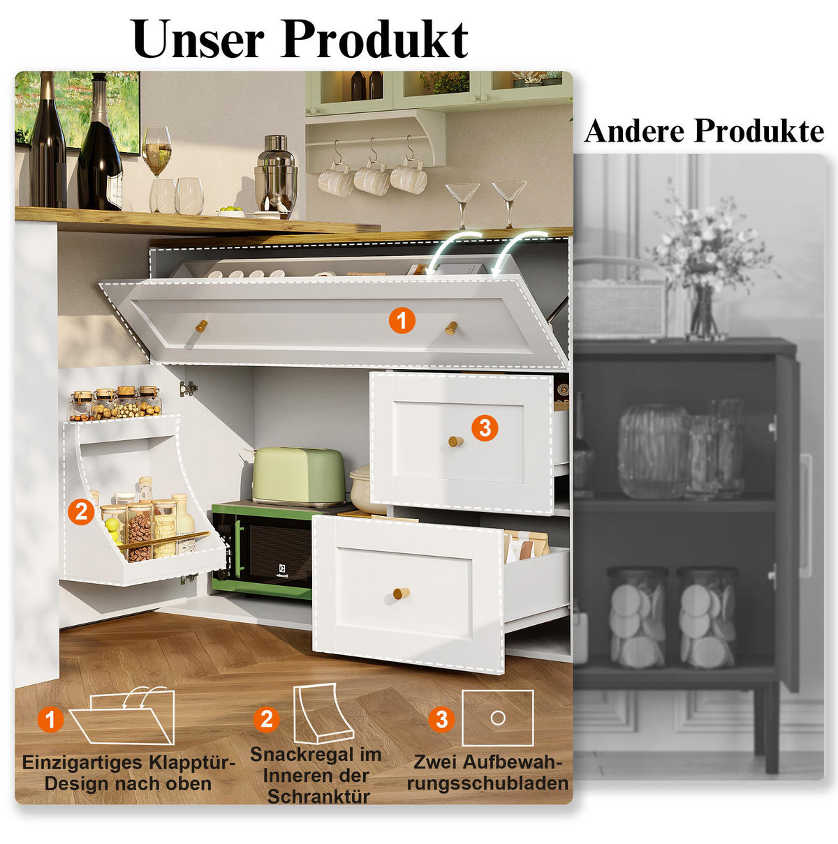 BARTISCH aus MDF mit Stauraum & 360°-Drehplatte, ausziehbar 138-204/39/105 cm, Weiß - Weiß, Holzwerkstoff (39/105/138cm) - Redom