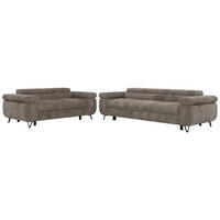 SEDACÍ SOUPRAVA PETERS 2+3 - Světle hnědá Manšestr - černá/světle hnědá, kov/textil (262/76/99cm) - MKS