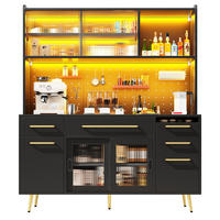 KÜCHENSCHRANK LED Lochwand Glastür Schublade Schwarz - Schwarz, Glas (145/171/39cm) - FLIEKS