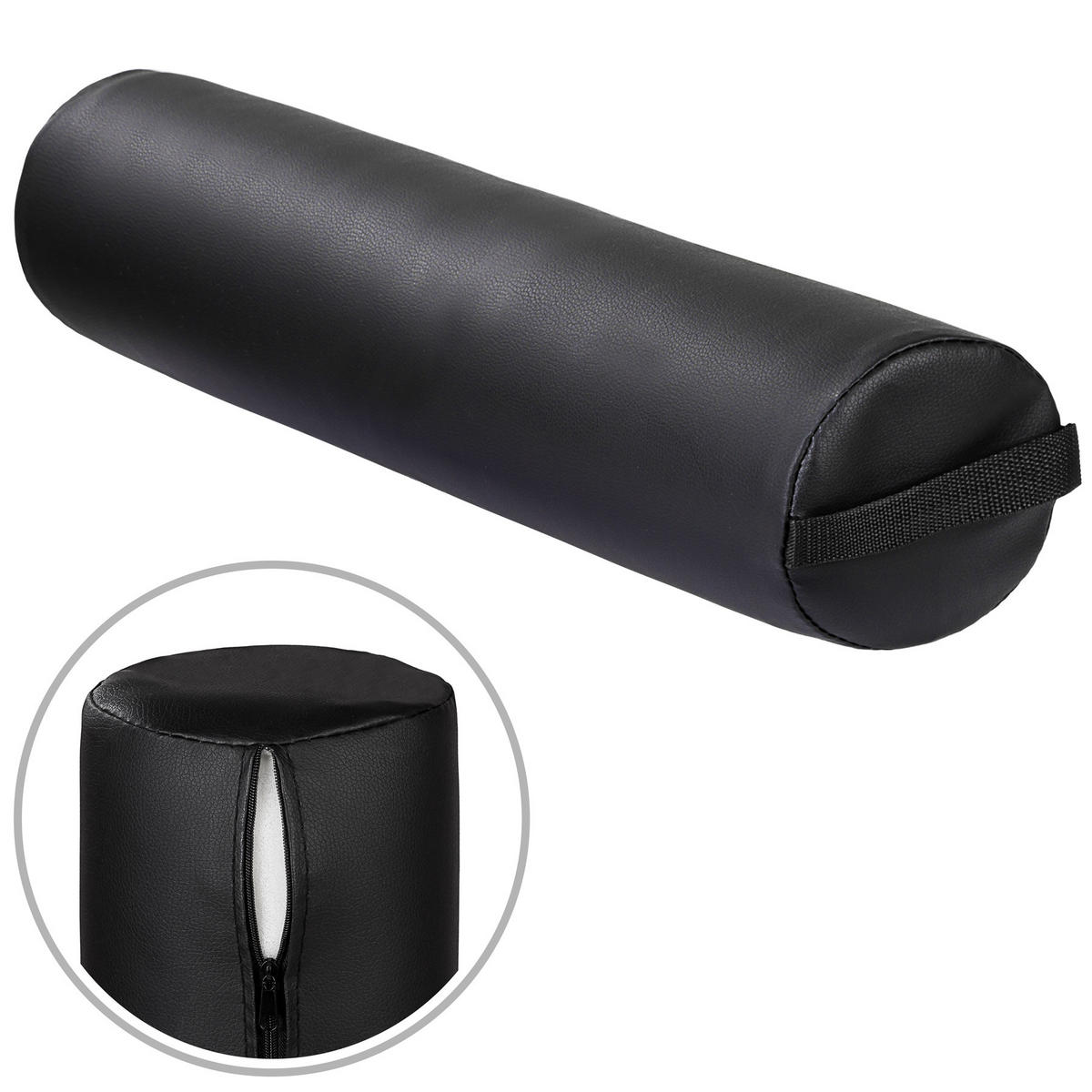 LAGERUNGSROLLEN-SET ,inklusive Tragegriffe und Reißverschluss,schwarz - Schwarz, Leder (8/64cm) - tectake