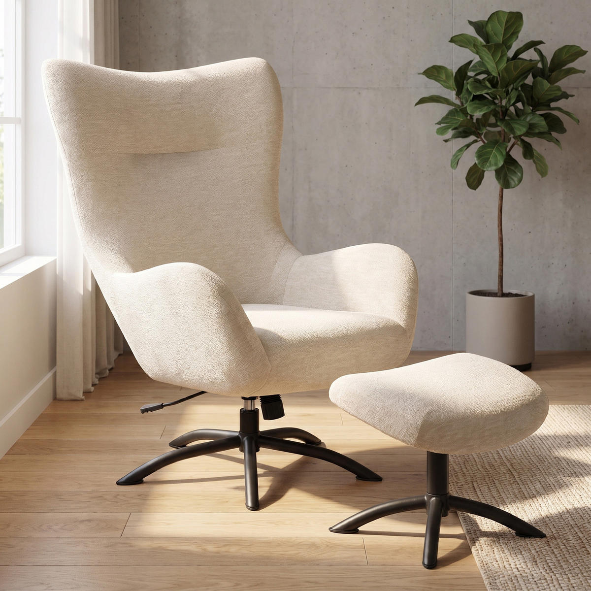 FÅTÖLJ Talgarth för 1 person 76 x 86 x 105 cm – cremefärgad - Cremefärgad, Träbaserade material/Textil (76/105/86cm) - ebuy24