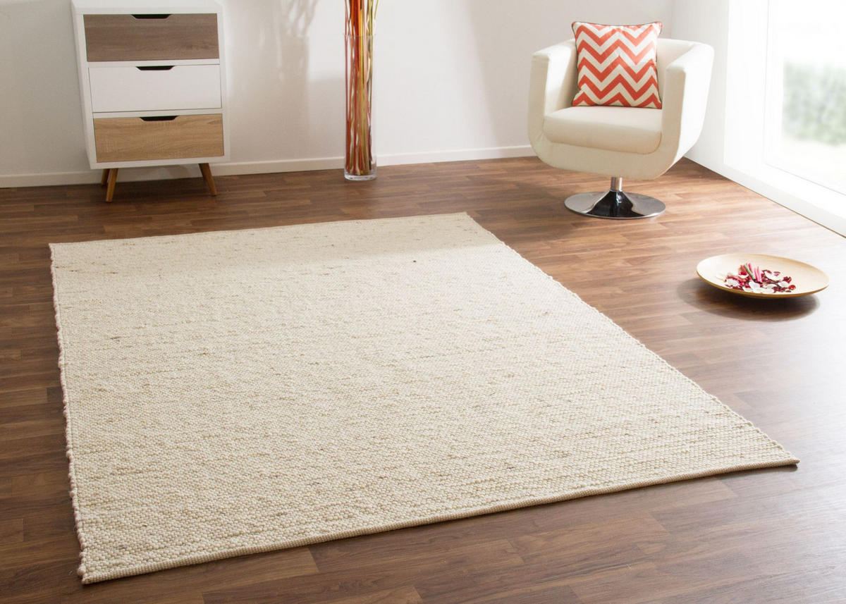HANDWEBTEPPICH 90/90 cm Gabun - Beige, Naturmaterialien (90/160cm) - Steffensmeier