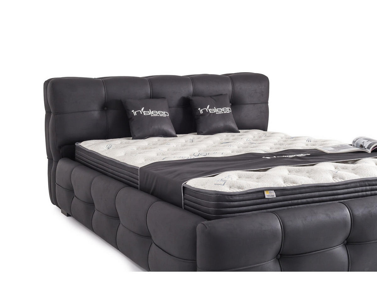 POLSTERBETTSET Salvador 180x200 Anthrazit - Anthrazit, Textil/Metall (180/200cm) - Villa Möbel