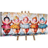 GEMÄLDE Helles Ensemble auf Keilrahmen 115x50 cm - Multicolor, Holz (115/50cm) - YS-art gallery