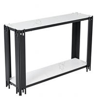 KONSOLENTISCH aus MDF 123x33x80 cm und Metall Schwarz/Weiß mit 2 Ablagen in Marmoroptik - Schwarz, Holzwerkstoff (123.5/33.5/80cm) - IVMEU