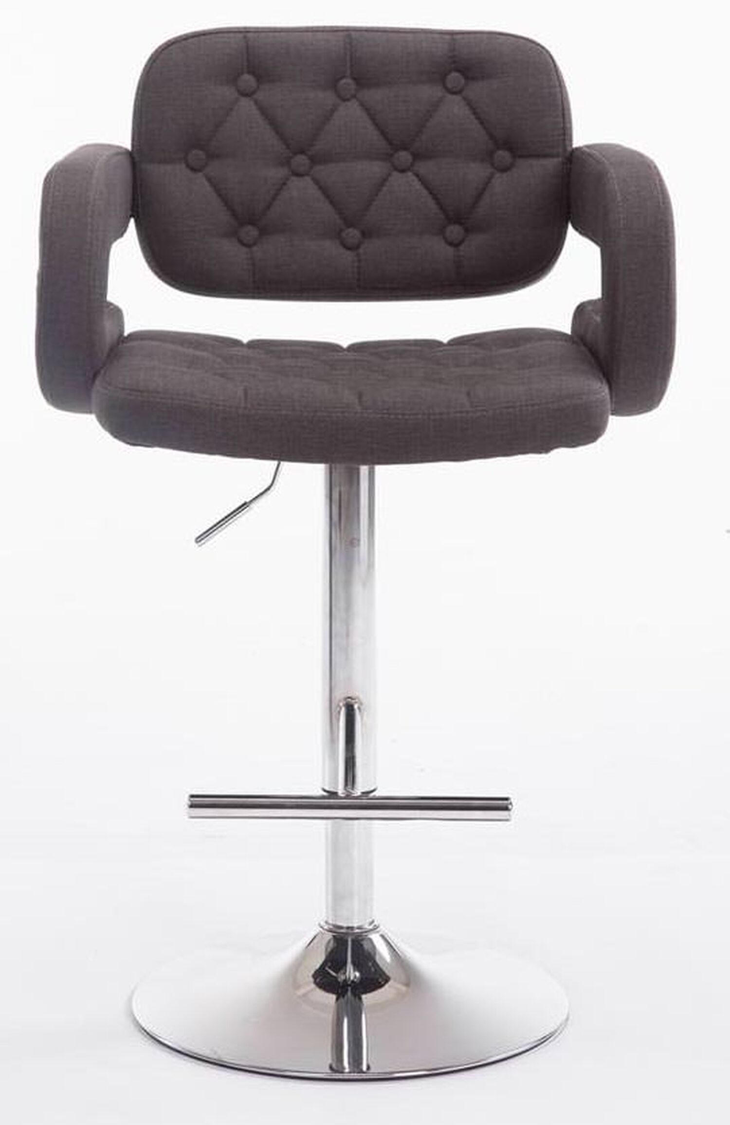 BARHOCKER Dubai, 2er Set, Gestell Metall in Chromoptik, Stoff Dunkelgrau - Chromfarben/Dunkelgrau, Textil/Metall (52/100/55cm) - TPFLiving