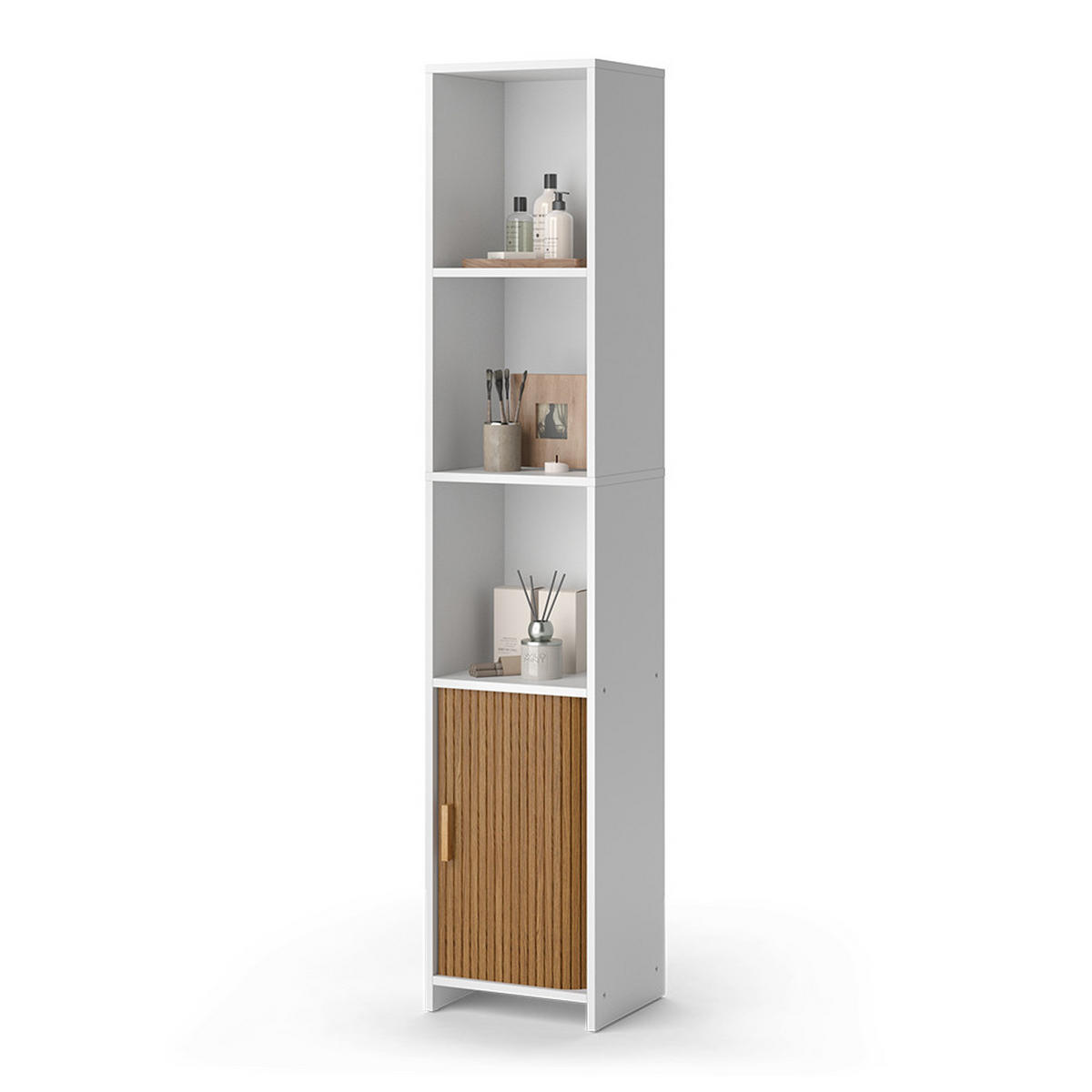 HOCHSCHRANK Norea, Eiche/Weiß, 34 x 170 cm - Eichefarben/Weiß, Holzwerkstoff (34/170/30cm) - Vicco